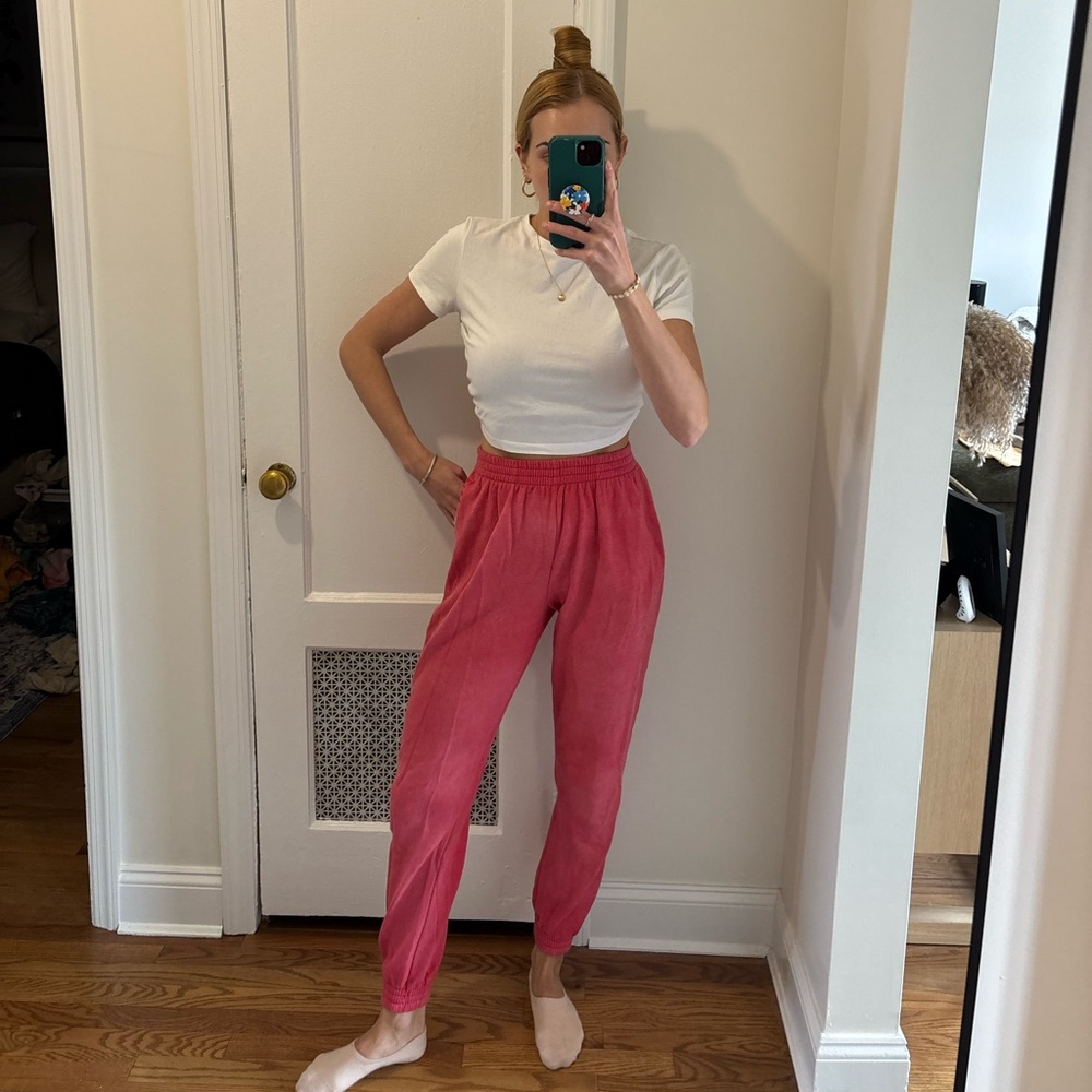 Victoria secret pink high waisted tapered joggers dark pink